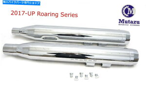 クロームパーツ Mutazu 4 "クロム轟音MF-27n-CCスリップオンマフラー排気マフラー排気ハーレー MUTAZU 4" Chrome Roaring MF-27N-CC Slip-On Mufflers Exhaust for 2017-UP Harley