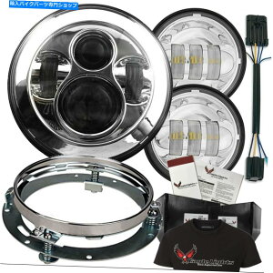 N[p[c C[OCgN[7 "LEDwbhCgLbgW /tHOvn[[OvO Eagle Lights Chrome 7" LED Headlight Kit w/Fog Lamps Harley Ring & Plug
