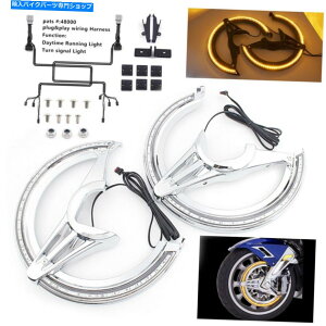 N[p[c z_S[hEBOcA[DCT̂߂̉΂̌w / LEDÕN[u[L[^[Jo[ Chrome Brake Rotor Covers W/ LED Ring Of Fire Light For Honda Gold Wing Tour DCT