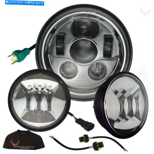 N[p[c C[OCgn[[7 "NLEDwbhCgƃX|bgCgLbg - III Eagle Lights Harley 7" Chrome LED Headlight and Spot Light Kit - Generation III