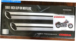 N[p[c COBRA 3 "Chrome Mufflers 2007-2017 FLSTFAFXSTDn[[NOSi COBRA 3" SLIP ON CHROME MUFFLERS 2007-2017 FLSTF , FXSTD HARLEY NOS PARTS