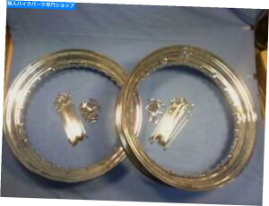 N[p[c 16C`̃N[zC[X|[NZbgtBbgn[[ibNwbhpwbh Pair of 16" Chrome Wheel Rims & Spoke Sets fit Harley Knucklehead Panhead