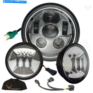 N[p[c C[OCgn[[7 "NLEDwbhCg/ 2014-20[hLÔ߂̃X|bgCgLbg Eagle Lights Harley 7" Chrome LED Headlight/Spot Light Kit for 2014-20 Road King