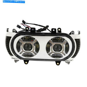 N[p[c Harley Touring Road Glide 15-19̂߂Chrome LED̃wbhCg+TCh}[J[CgtBbg Chrome LED Headlight + Side Marker Light Fit For Harley Touring Road Glide 15-19