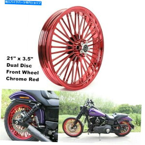 N[p[c 21 "3.5"_炩t@bg{[CŶ߂̃A~jEԑO`[uXzC[bƃX|[N 21" 3.5" Aluminum Red Front Tubeless Wheel Fat Spoke for Softail Fatboy Heritage