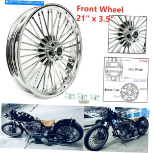 N[p[c 21 "x 3.5"N`[uXbX|[NtgzC[fAfBXN\tg_Cic[O 21" x 3.5" Chrome Tubeless Fat Spoke Front Wheel Dual Disc Softail Dyna Touring