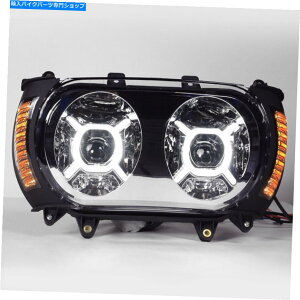 N[p[c n[[[hOCh2015-2019̂߂̃NtgfALEDwbhCg}[J[CgtBbg Chrome Front Dual LED Headlight Marker Light Fit For Harley Road Glide 2015-2019