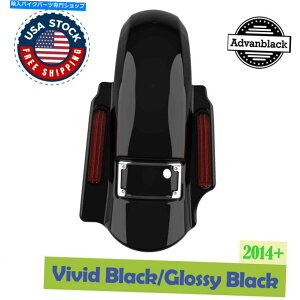 N[p[c 2014+n[[c[Ô߂1̑N₩ȃubNh~l[^[Xgb`AtF_[2 2 into 1 Vivid Black Dominator Stretched Rear Fender For 2014+ Harley Touring