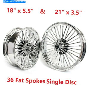 N[p[c FatX|[NzC[ZbgVOfBXN21 "x3.5" 18 "x5.5"n[[_Ci\tg Fat Spoke Wheel Rim Set Single Disc 21"x3.5" 18"x5.5" for Harley Dyna Softail
