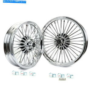 N[p[c 21 "x 3.5 18" x 3.5 Chrome FatX|[N`[uXLXgzC[SOSTAIL̂߂̃Zbg 21"x3.5 18"x3.5 Chrome Fat Spoke Tubeless Cast Wheels Rim Set For Dyna Softail