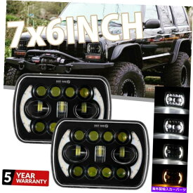 USヘッドライト ペア7x6 "5x7" LEDヘッドライトDRL Hi-LoドットシールビームチェロキーXJ YJ Pair 7x6" 5x7" LED Headlights DRL Hi-Lo DOT Sealed Beam For Jeep Cherokee XJ YJ