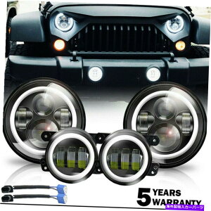 USwbhCg 7 "LEDwbhCg+ 4"W[vO[JK / Hummer H2̂߂̃tHOCgHI / LOWv 7"LED Headlights+ 4" Fog Light Hi/Lo Lamp For Jeep Wrangler JK/ Hummer H2