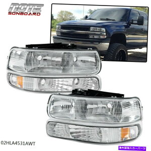 USwbhCg 99-02V{[Silverado ChromenEWÕnEWOnEWOnEWOߐF̃wbhCgop[wbhv FOR 99-02 CHEVY SILVERADO CHROME HOUSING AMBER CORNER HEADLIGHT BUMPER HEAD LA