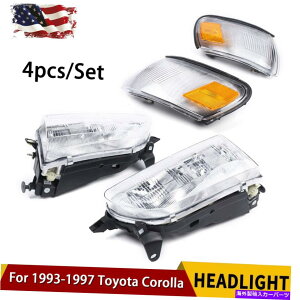 USwbhCg FIGS 1993-1997g^J[1.6L 1.8LN[nEWOR[i[wbhCgwbhv Fits 1993-1997 Toyota Corolla 1.6L 1.8L Chrome Housing Corner Headlight Headlamp