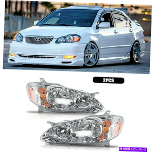 USwbhCg 03-08g^J[N[NAwbhvCgt@Ng[X^C For 03-08 Toyota Corolla Chrome Clear Replacement Head Lamp Light Factory Style