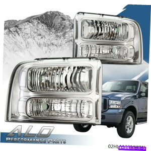 US�w�b�h���C�g 2005�N����2007�N�t�H�[�hF250 F350�X�[�p�[�f���[�e�B�N���A�R�[�i�[�N���A/�N�����w�b�h���C�g For 2005-2007 Ford F250 F350 Super Duty Clear Corner Clear/Chrome Headlights