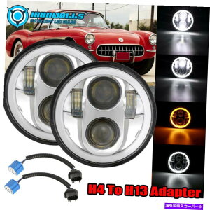 USヘッドライト 2X 5-3 / 4 5.75 "LEDプロジェクターヘッドライトDRLフィットシボレーGMCコルベットC1 C2 1963-1982 2x 5-3/4 5.75"LED Projector Headlight DRL Fit Chevy GMC Corvette C1 C2 1963-1982