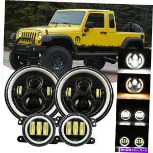 USwbhCg 07-17W[vE[JK 7 "LEDwbhCg+ LEDtHOvR{Lbg For 07-17 Jeep Wrangler JK 7" LED Headlights + LED Fog Lights Combo Kit
