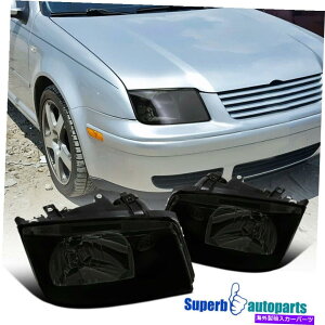US�w�b�h���C�g 1999�N����2005�NVW 99-05 Jetta Bora MK4�u���b�N�X���[�N�w�b�h���C�gW / O�t�H�O�����v For 1999-2005 VW 99-05 Jetta Bora Mk4 Black Smoke Headlights w/o Fog Lamps