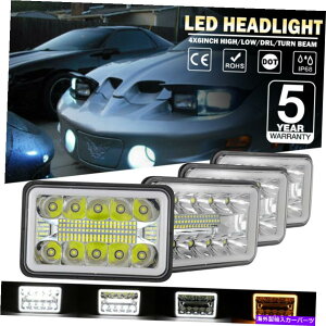 US�w�b�h���C�g 4pcs 4x6 200W Chrome LED�w�b�h���C�gPontaic Firebird�̂��߂�DRL�V�g�̖ڂ̃����O 4Pcs 4x6 200W Chrome LED Headlights DRL Angel Eyes Ring for Pontaic Firebird�y���s�A���i�z