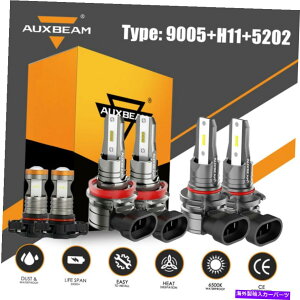 USwbhCg GMC Sierra 1500 2007-2013̂߂6x Auxbeam 9005 H11 LED̃wbhCg5202̓d 6x AUXBEAM 9005 H11 LED Headlight 5202 Fog Bulbs for GMC Sierra 1500 2007-2013