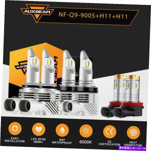 USwbhCg AUXBeamR{9005 H11 H11 LEDwbhCgϊLbg[r[̖̓d AUXBEAM Combo 9005 H11 H11 LED Headlight Conversion Kit High Low Beam Fog Bulbs