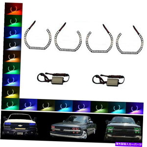 US�w�b�h���C�g 99-02 Chevy Silverado�}���`�J���[�ύX�V�t�gLED RGB�w�b�h���C�g�n���[�����O�Z�b�g 99-02 Chevy Silverado Multi-Color Changing Shift LED RGB Headlight Halo Ring Set�y���s�A���i�z