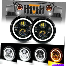 USヘッドライト AUXBeam 2X 7 "ラウンドLEDヘッドライトフィットジープラングラーJKスズキオートバイヤマハ Auxbeam 2X 7" Round LED Headlight Fit Jeep Wrangler JK Suzuki Motorcycle Yamaha