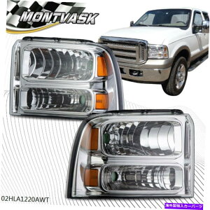US�w�b�h���C�g Amber Corner Headlights 05-07 F250 F350 F550 F550 Super Dext�̂��߂̃N���A/�N���� Amber Corner Headlights Clear/Chrome For 05-07 F250 F350 F450 F550 Super Duty