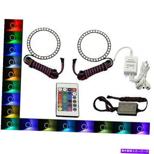 US�w�b�h���C�g 90mm IR�}���`�J���[�ύXLED RGB�V�t�g�w�b�h���C�g�G���W�F���A�C�n���[�����O�y�A 90mm IR Multi-Color Changing LED RGB Shift Headlight Angel Eye Halo Rings Pair