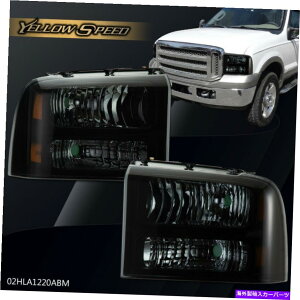 USwbhCg 05-07tH[hX[p[_b`F250 F350ubNnEWOX[NYwbhCgv For 05-07 Ford SuperDuty F250 F350 Black housing Smoke lens Headlights Lamps