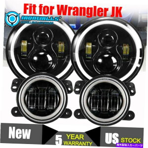 USwbhCg JEEP wrangler JK 2007-2018tHOCgLbg+ 7 "LEDwbhCg}EgR{ For Jeep Wrangler JK 2007-2018 Fog Light Kit +7" LED Headlights Mount Combo