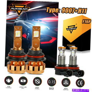 USwbhCg AuxBeam LEDwbhCgd9007 + H11 6000KzCgHI LOr[tHOCgLbgF16P AUXBEAM LED Headlight Bulbs 9007+H11 6000K White Hi Lo Beam & Fog Light Kit F16P