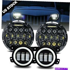 USwbhCg JEEP Wrangler JK 2007-2017 Halo LEDwbhCg+ Halo LED DRLtHOCgR{ For Jeep Wrangler JK 2007-2017 Halo LED Headlight + Halo LED DRL Fog Light Combo