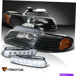 USwbhCg 1996-2000LoNCX[^EJg[VoyagerubNwbhCg+ LEDtHOv 1996-2000 Caravan Chrysler Town & Country Voyager Black Headlights+LED Fog Lamps