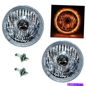 USwbhCg 55 56 57V{[nQߐFLEDn[wbhCgwbhvH4d7 "yA 55 56 57 Chevy Halogen Amber LED Halo Headlight Headlamp H4 Light Bulbs 7" Pair