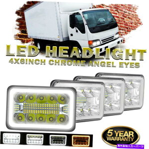 USwbhCg 4s[X4×6 "50W LEDwbhCgChrome Drl Angel Eyes Ring GMC IsuzugbNo 4Pcs 4x6" 50W LED Headlights Chrome DRL Angel Eyes Ring for GMC Isuzu Truck Van