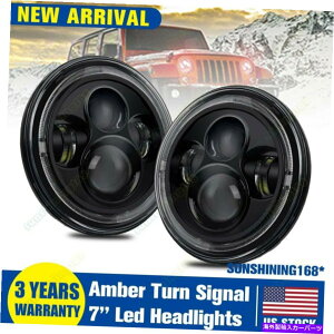 USwbhCg W[vO[jk̂߂2x7 ''C`LEDwbhCgɂ/ lo drlߐF̐MCg 2x7'' INCH LED Headlight Hi/Lo DRL Amber Turn Signal Light For Jeep Wrangler JK