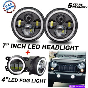 USwbhCg JEEP Wrangler JK 2007-2018 Halo LEDwbhCg+ Halo LED DRLtHOCgR{ For Jeep Wrangler JK 2007-2018 Halo LED Headlight + Halo LED DRL Fog Light Combo