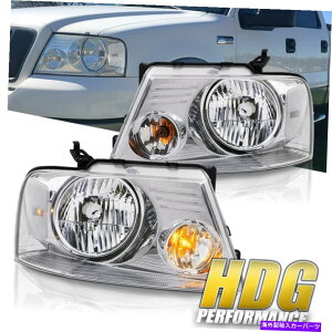 USwbhCg N[wbhCgvNAtN^LH + RH04-08 Ford F150}[NLT Chrome Head Light Lamp Clear Reflector Pair LH + RH For 04-08 Ford F150 Mark LT