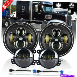 USwbhCg 7 '' LEDwbhCgی^vWFN^[HI / LO + 4 '' FOG LIGHT FORIGHTLINERRih 7'' LED Headlight Round Projector Hi/Lo+ 4'' Fog Light For Freightliner Coronado
