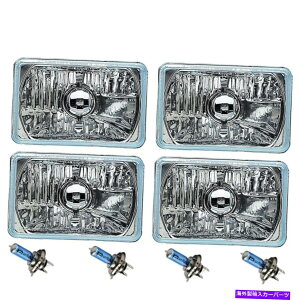 US�w�b�h���C�g 4×6 �n���Q�������N���A�K���X�����Y���^���w�b�h���C�gH4�d���w�b�h�����v�Z�b�g 4X6 Halogen Crystal Clear Glass Lens Metal Headlight H4 Light Bulb Headlamp Set�y���s�A���i�z