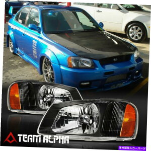 USwbhCg tBbg2000-2002q_CANZg[ubN/NA]Ao[R[i[wbhCgwbhvv Fits 2000-2002 Hyundai Accent [Black/Clear] Amber Corner Headlight Headlamp Lamp
