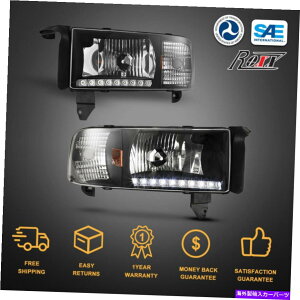 USwbhCg 94-02 Dodge RAM 1500 2500 3500 2500 2500 3500 3500ubN/NAwbhCgLED DRLtgv For 94-02 Dodge Ram 1500 2500 3500 Black/Clear Headlights LED DRL Front Lamp