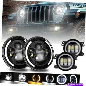 USwbhCg W[vO[jk 7 "wbhCg[r[+ LEDn[tHOCgX[p[zCg For Jeep Wrangler JK 7" Headlights High Low Beam+ LED Halo Fog Light Super White