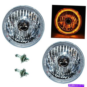 USwbhCg 7 "nQH4wbhCgwbhvߐFLEDn[GWFACXd12{g 7" Halogen H4 Headlight Headlamp Amber LED Halo Angel Eyes Light Bulbs 12 Volt