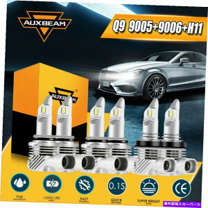 USwbhCg AUXBeam LEDwbhCg9006[+ 9005nCr[+ H11tHOCgd6500KzCg6X AUXBEAM LED Headlight 9006 Low+9005 High Beam+H11 Fog Light Bulbs 6500K White 6x