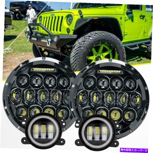 USwbhCg W[vO[JK 2007-2017p4{LED 7 "wbhCg쓮tHOCgvR{ 4x LED 7" Headlights Driving Fog Light Lamp Combo For Jeep Wrangler JK 2007-2017