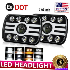 USwbhCg yA7 "x 6" LEDwbhCgHIDdmȖr[^[VOwbhv Pair 7"X6" LED Headlight HID Light Bulbs Clear Sealed Beam Turn Singal Headlamp