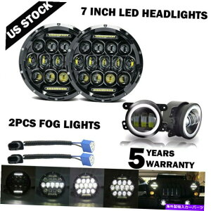 USwbhCg 7 '' LEDwbhCg4 ''tHOCgv4 "W[vO[jkptHOvR{Lbg 7'' LED Headlights 4'' fog light Lamp 4" Fog Lamp Combo Kit For Jeep Wrangler JK